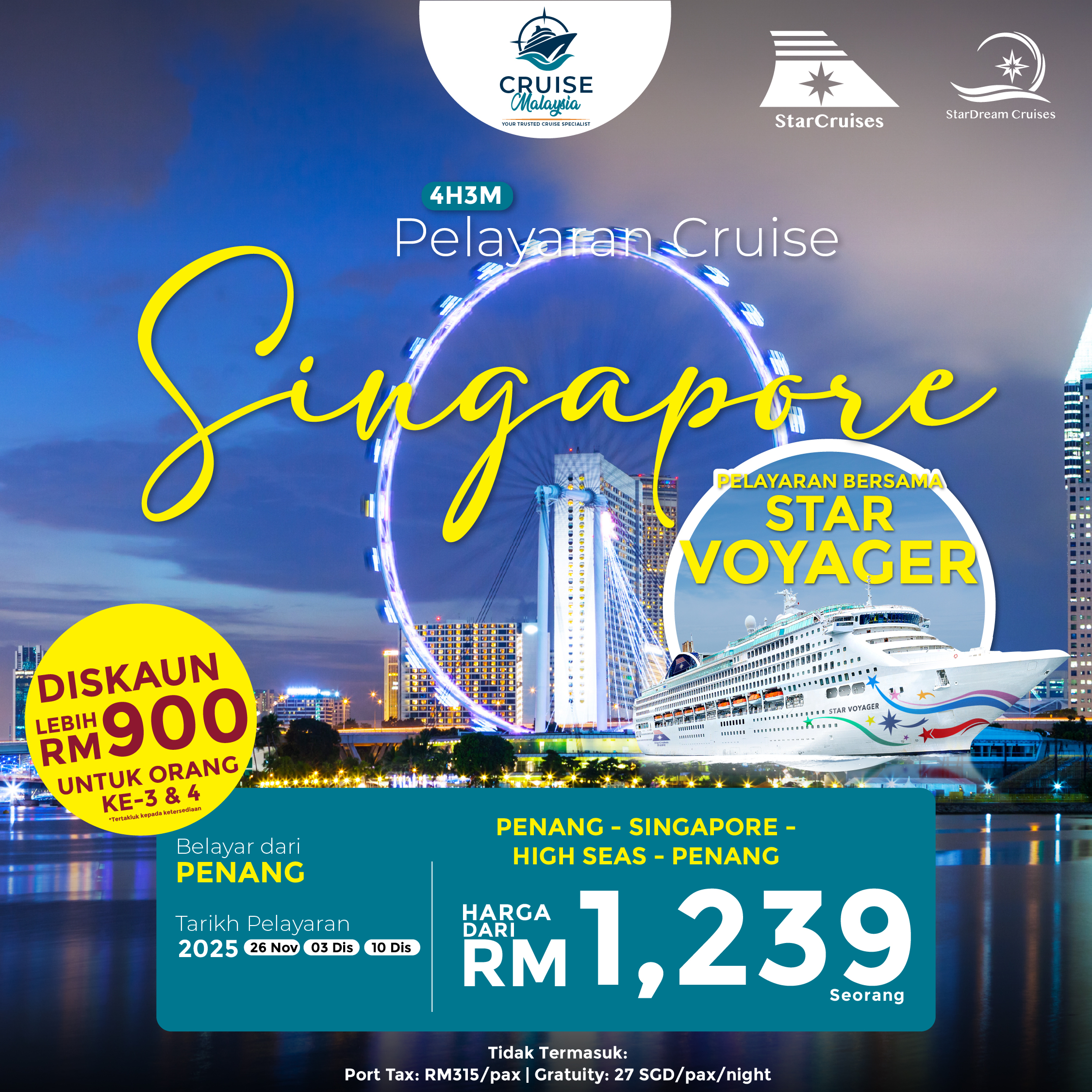 Kapal Star Voyager Tripfez – Cruise moden dengan hiburan bertaraf dunia dan makanan halal